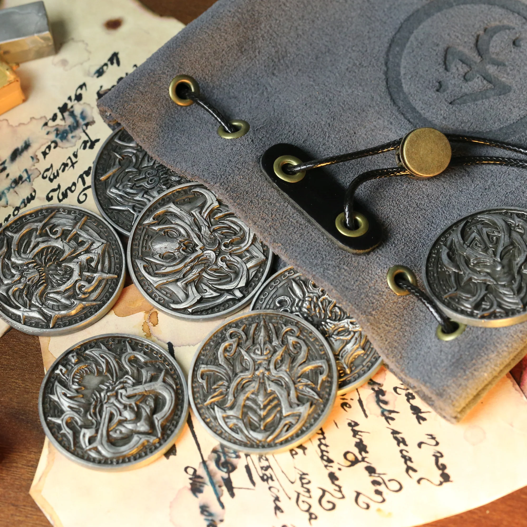 Lovecraftian Drawstring Suede Pouch - Image 3