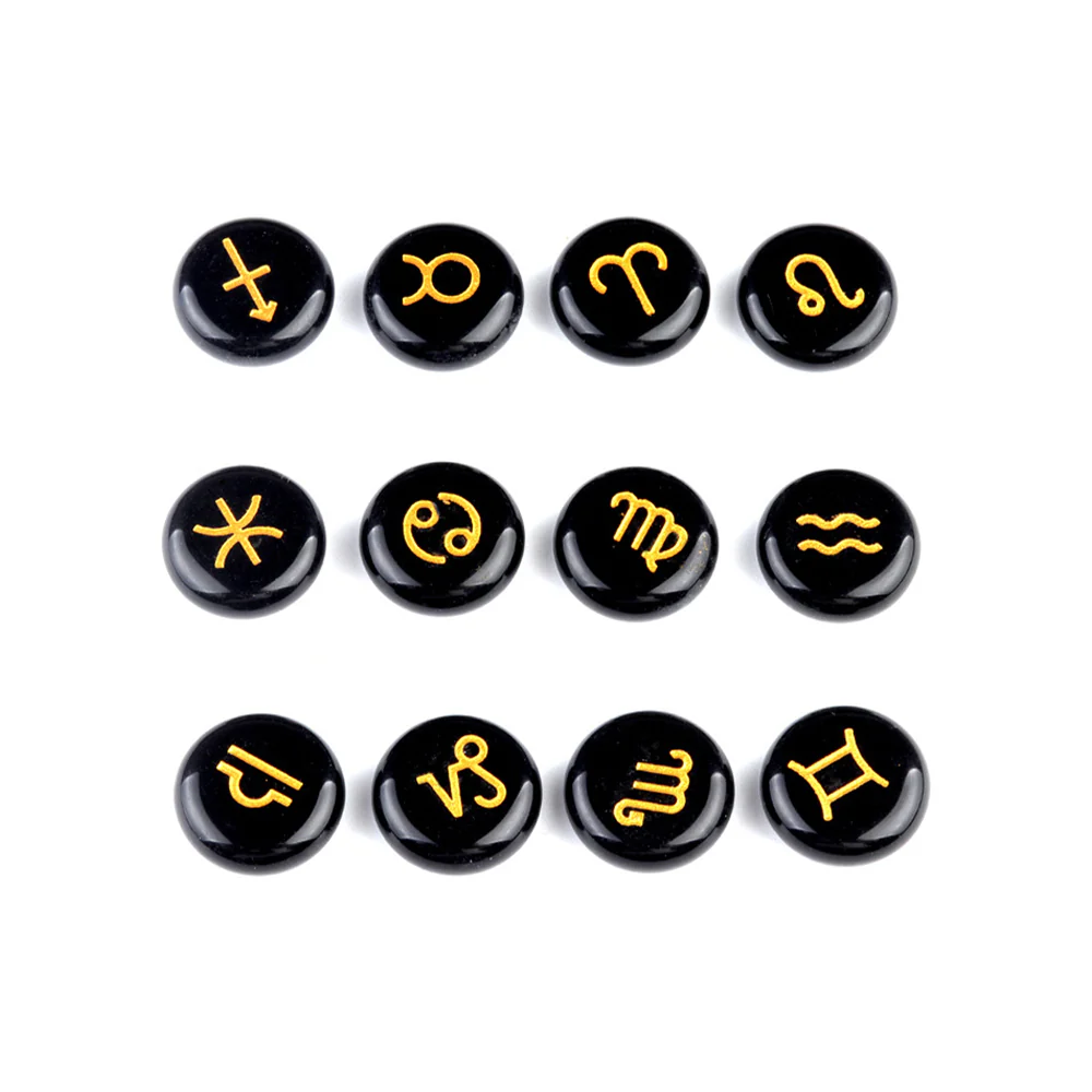 Zodiac Constellations Crystal Rune Stones (12-Piece, Round) - Image 4