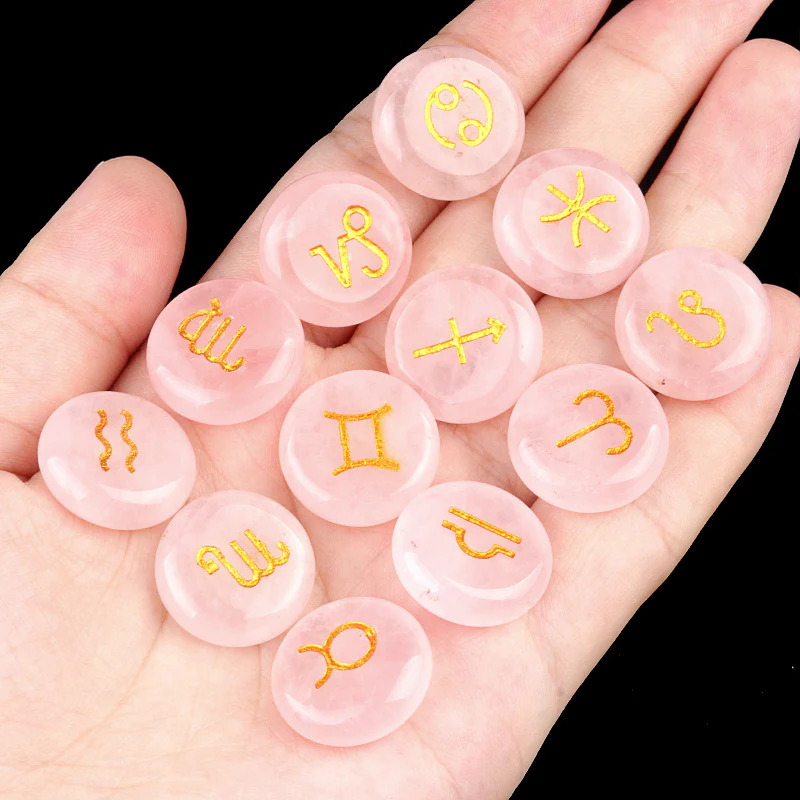 Zodiac Constellations Crystal Rune Stones (12-Piece, Round) - Image 6
