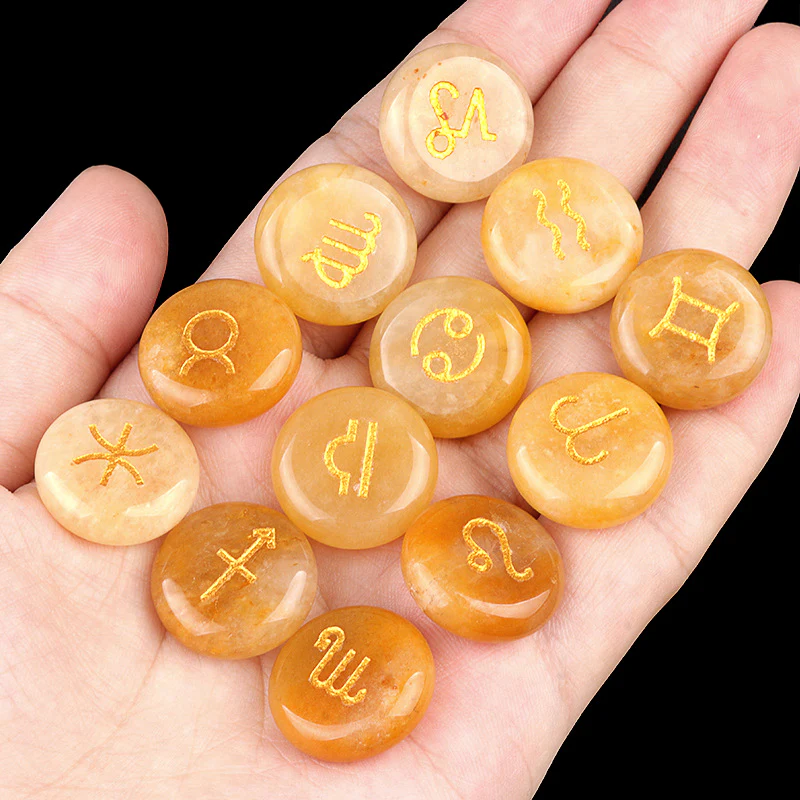 Zodiac Constellations Crystal Rune Stones (12-Piece, Round) - Image 7