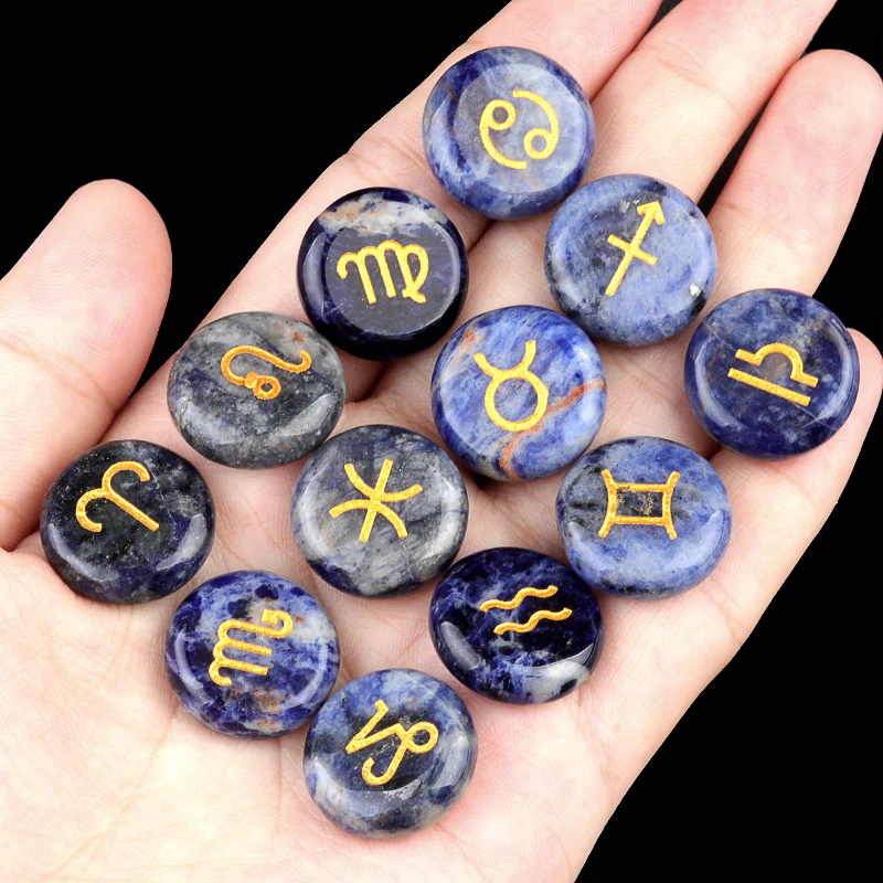 Zodiac Constellations Crystal Rune Stones (12-Piece, Round) - Image 8